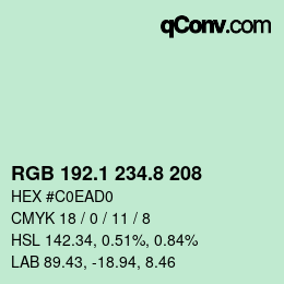 カラーコード: RGB 192.1 234.8 208 | qconv.com