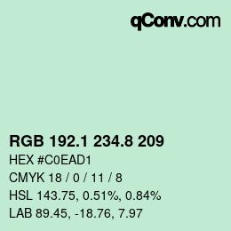 Color code: RGB 192.1 234.8 209 | qconv.com
