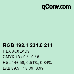 カラーコード: RGB 192.1 234.8 211 | qconv.com