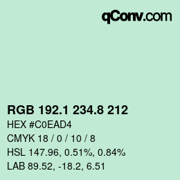 カラーコード: RGB 192.1 234.8 212 | qconv.com