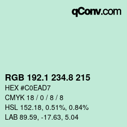 Color code: RGB 192.1 234.8 215 | qconv.com