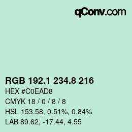 Color code: RGB 192.1 234.8 216 | qconv.com
