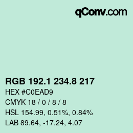 カラーコード: RGB 192.1 234.8 217 | qconv.com
