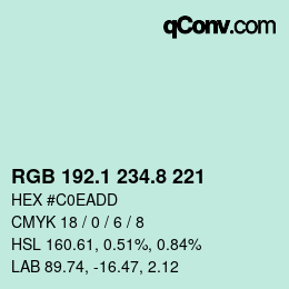 カラーコード: RGB 192.1 234.8 221 | qconv.com