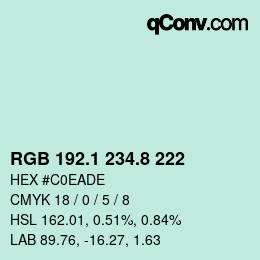 カラーコード: RGB 192.1 234.8 222 | qconv.com