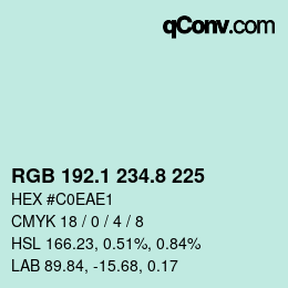 カラーコード: RGB 192.1 234.8 225 | qconv.com