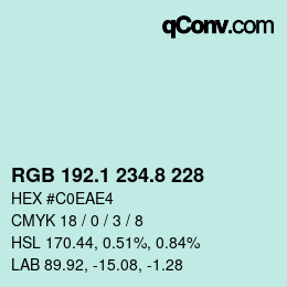 Color code: RGB 192.1 234.8 228 | qconv.com