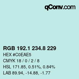 カラーコード: RGB 192.1 234.8 229 | qconv.com