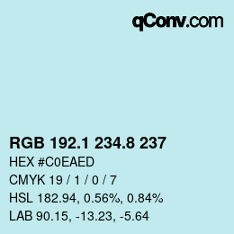 カラーコード: RGB 192.1 234.8 237 | qconv.com