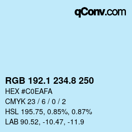 Farbcode: RGB 192.1 234.8 250 | qconv.com