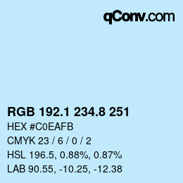 Color code: RGB 192.1 234.8 251 | qconv.com