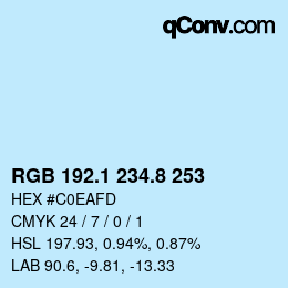 カラーコード: RGB 192.1 234.8 253 | qconv.com