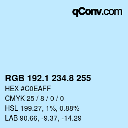 Farbcode: RGB 192.1 234.8 255 | qconv.com