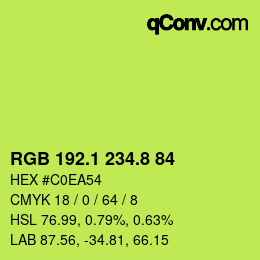 カラーコード: RGB 192.1 234.8 84 | qconv.com