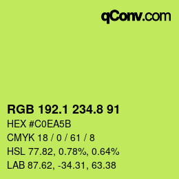 カラーコード: RGB 192.1 234.8 91 | qconv.com