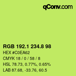 カラーコード: RGB 192.1 234.8 98 | qconv.com