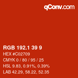 カラーコード: RGB 192.1 39 9 | qconv.com