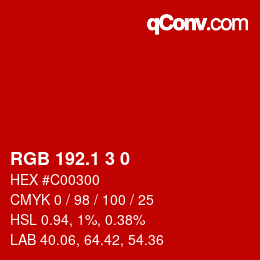 カラーコード: RGB 192.1 3 0 | qconv.com