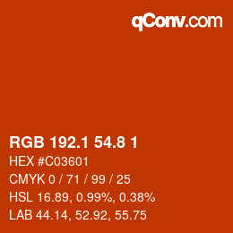 カラーコード: RGB 192.1 54.8 1 | qconv.com