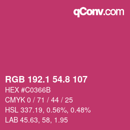 カラーコード: RGB 192.1 54.8 107 | qconv.com