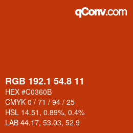 カラーコード: RGB 192.1 54.8 11 | qconv.com