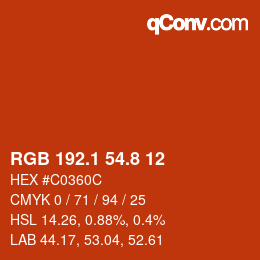 Color code: RGB 192.1 54.8 12 | qconv.com