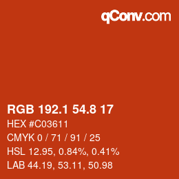 Color code: RGB 192.1 54.8 17 | qconv.com