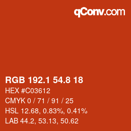 Color code: RGB 192.1 54.8 18 | qconv.com