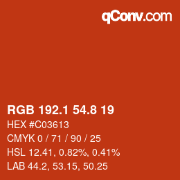 Color code: RGB 192.1 54.8 19 | qconv.com