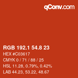 Color code: RGB 192.1 54.8 23 | qconv.com