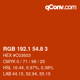 Color code: RGB 192.1 54.8 3 | qconv.com