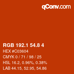 Color code: RGB 192.1 54.8 4 | qconv.com