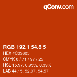 Color code: RGB 192.1 54.8 5 | qconv.com