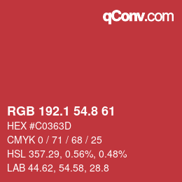 カラーコード: RGB 192.1 54.8 61 | qconv.com