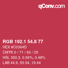 カラーコード: RGB 192.1 54.8 77 | qconv.com