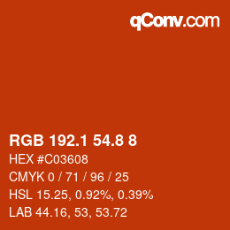 Farbcode: RGB 192.1 54.8 8 | qconv.com