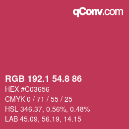 カラーコード: RGB 192.1 54.8 86 | qconv.com