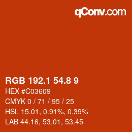 Color code: RGB 192.1 54.8 9 | qconv.com