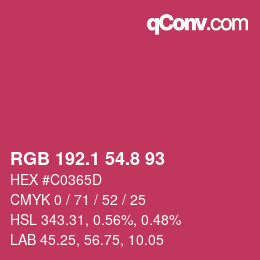 カラーコード: RGB 192.1 54.8 93 | qconv.com