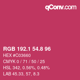 カラーコード: RGB 192.1 54.8 96 | qconv.com
