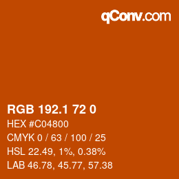 カラーコード: RGB 192.1 72 0 | qconv.com