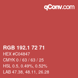 Color code: RGB 192.1 72 71 | qconv.com