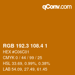 カラーコード: RGB 192.3 108.4 1 | qconv.com