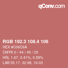 カラーコード: RGB 192.3 108.4 106 | qconv.com