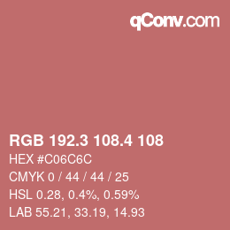 カラーコード: RGB 192.3 108.4 108 | qconv.com
