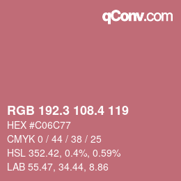 カラーコード: RGB 192.3 108.4 119 | qconv.com