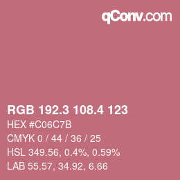 カラーコード: RGB 192.3 108.4 123 | qconv.com