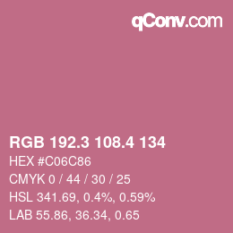 カラーコード: RGB 192.3 108.4 134 | qconv.com