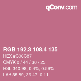 カラーコード: RGB 192.3 108.4 135 | qconv.com