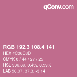 カラーコード: RGB 192.3 108.4 141 | qconv.com